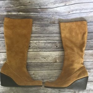 Aerosoles tall suede wedge heel boots